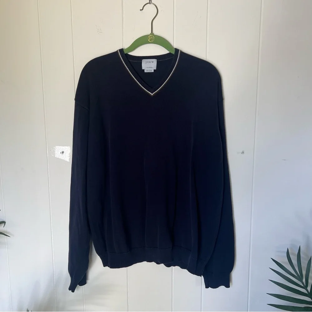 J. Crew Men's Navy V-Neck Sweater
